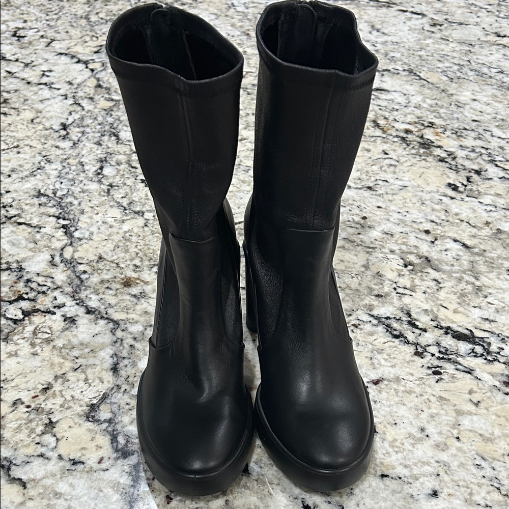 Ecco Sz10 Black Heeled Boots for Women